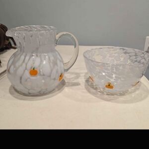 Anthropologie Halloween Pumpkin Pitcher And Bowl